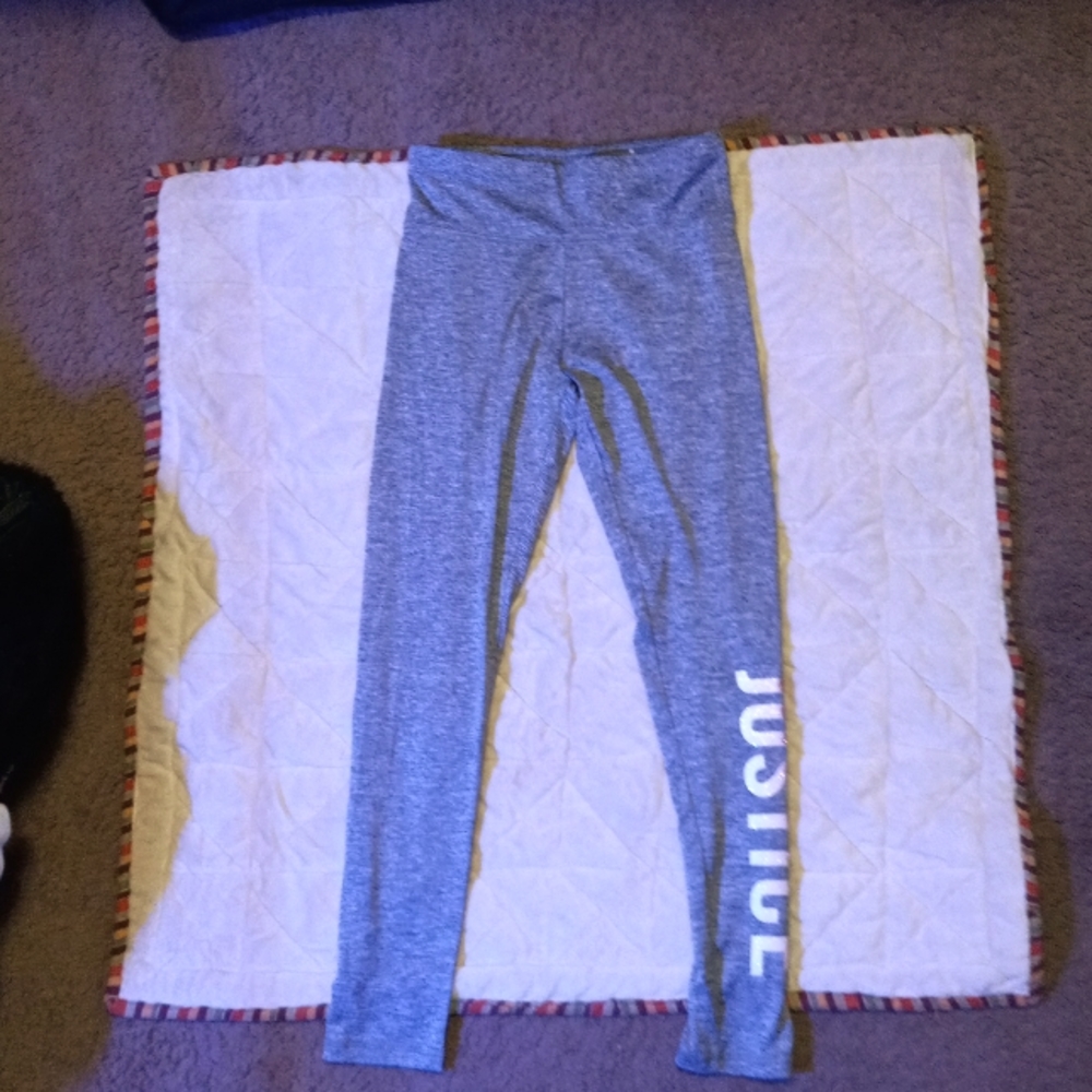 Justice leggings grey and white with gold glitter size 12